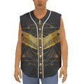 Golden Spiritual Bird Print Sleeveless Baseball Jersey