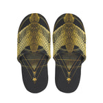 Golden Spiritual Bird Print Slippers