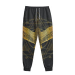 Golden Spiritual Bird Print Sweatpants
