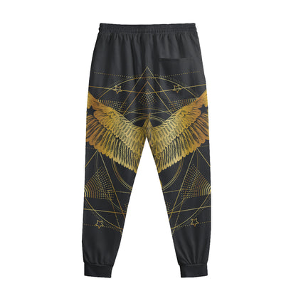 Golden Spiritual Bird Print Sweatpants
