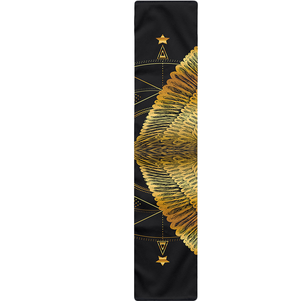 Golden Spiritual Bird Print Table Runner