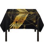 Golden Spiritual Bird Print Tablecloth