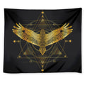 Golden Spiritual Bird Print Tapestry