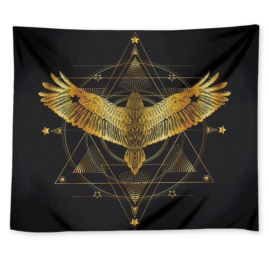 Golden Spiritual Bird Print Tapestry