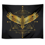 Golden Spiritual Bird Print Tapestry