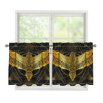 Golden Spiritual Bird Print Tier Curtains