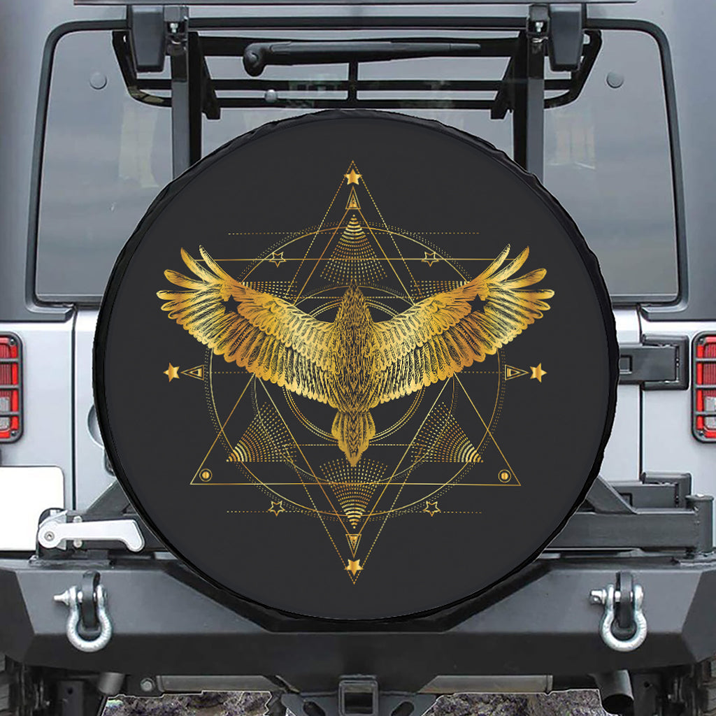 Golden Spiritual Bird Print Tire Cover