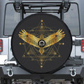 Golden Spiritual Bird Print Tire Cover With Camera Hole
