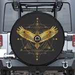 Golden Spiritual Bird Print Tire Cover With Camera Hole