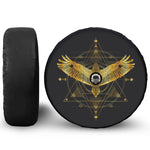 Golden Spiritual Bird Print Tire Cover With Camera Hole