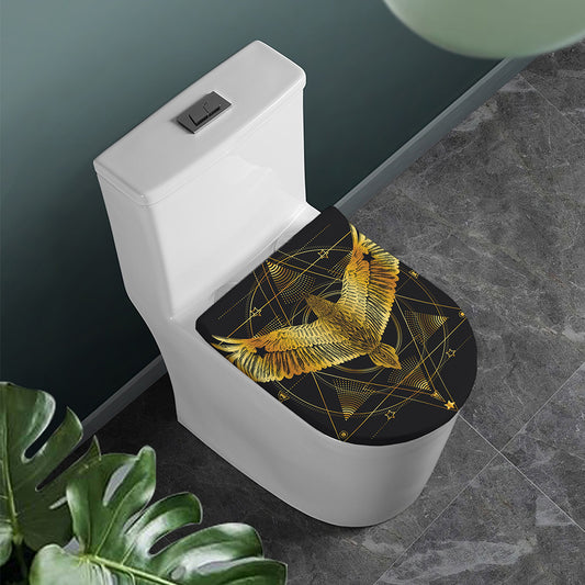 Golden Spiritual Bird Print Toilet Lid Cover