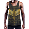Golden Spiritual Bird Print Men's Workout Tank Top