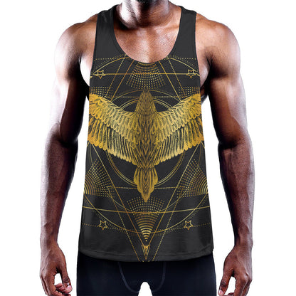Golden Spiritual Bird Print Training Tank Top
