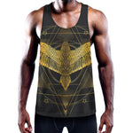 Golden Spiritual Bird Print Training Tank Top