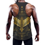 Golden Spiritual Bird Print Training Tank Top