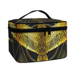 Golden Spiritual Bird Print Travel Makeup Bag