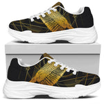 Golden Spiritual Bird Print White Chunky Shoes