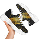 Golden Spiritual Bird Print White Chunky Shoes