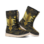 Golden Spiritual Bird Print Winter Boots