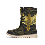Golden Spiritual Bird Print Winter Boots