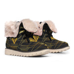 Golden Spiritual Bird Print Winter Boots
