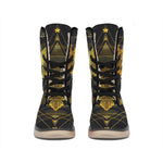 Golden Spiritual Bird Print Winter Boots