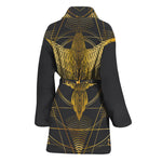 Golden Spiritual Bird Print Women's Bathrobe
