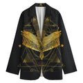 Golden Spiritual Bird Print Women's Blazer