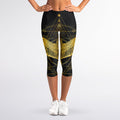 Golden Spiritual Bird Print Women's Capri Leggings