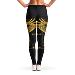 Golden Spiritual Bird Print Women's Leggings