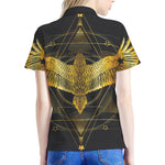 Golden Spiritual Bird Print Women's Polo Shirt