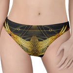 Golden Spiritual Bird Print Women's Thong