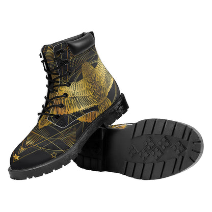 Golden Spiritual Bird Print Work Boots
