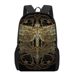 Golden Spiritual Dragonfly Print 17 Inch Backpack