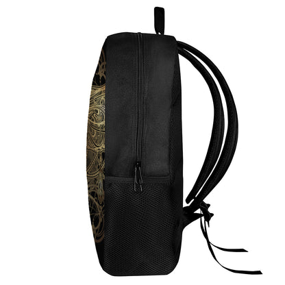Golden Spiritual Dragonfly Print 17 Inch Backpack