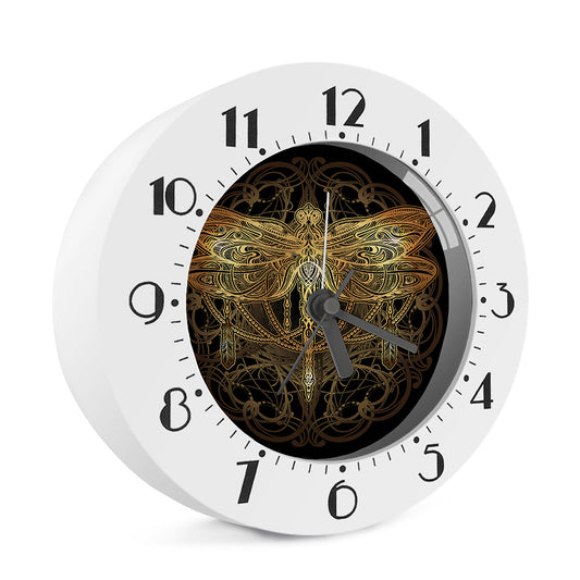 Golden Spiritual Dragonfly Print Alarm Clock