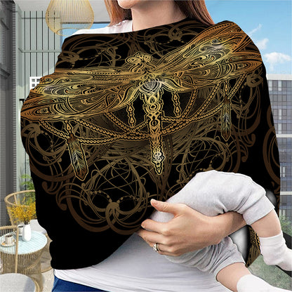 Golden Spiritual Dragonfly Print Baby Seat Cover