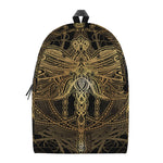 Golden Spiritual Dragonfly Print Backpack