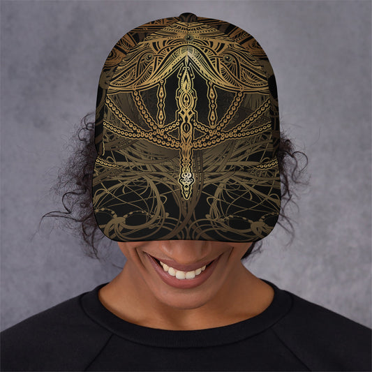 Golden Spiritual Dragonfly Print Baseball Cap
