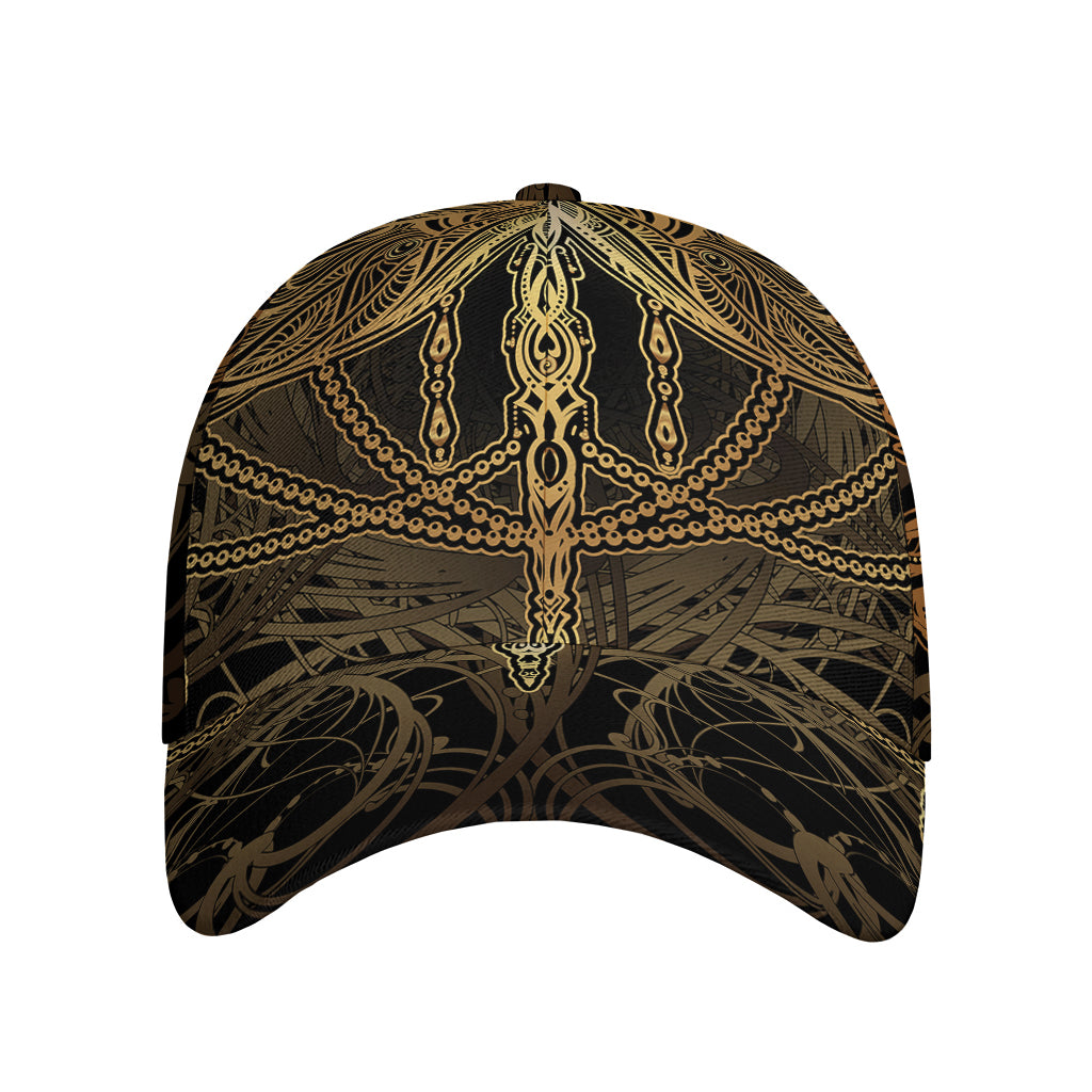 Golden Spiritual Dragonfly Print Baseball Cap