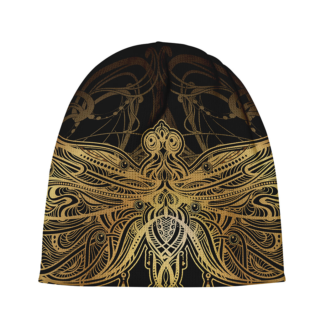 Golden Spiritual Dragonfly Print Beanie