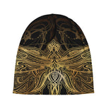 Golden Spiritual Dragonfly Print Beanie