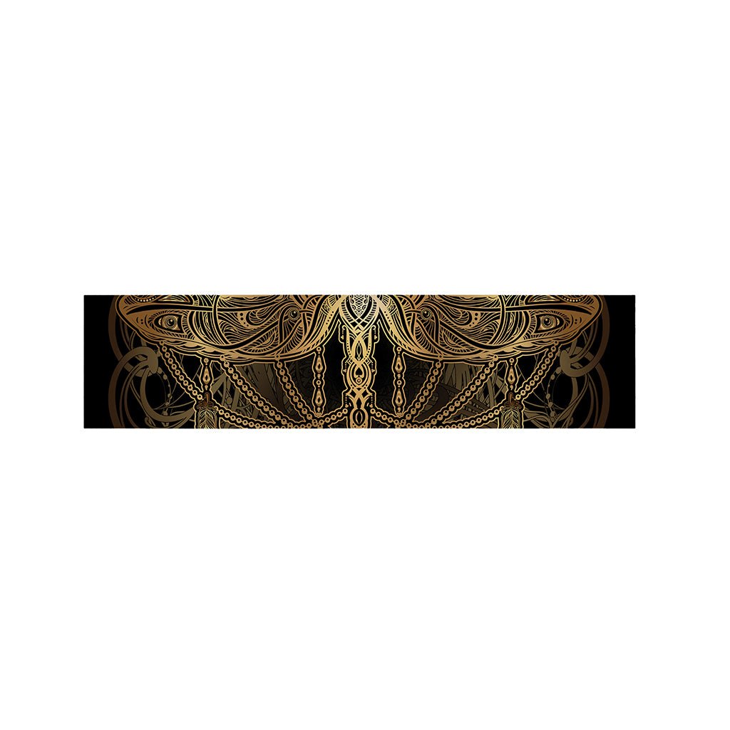 Golden Spiritual Dragonfly Print Bed Runner