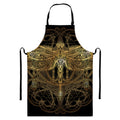 Golden Spiritual Dragonfly Print Bib Apron With Pocket