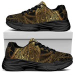 Golden Spiritual Dragonfly Print Black Chunky Shoes