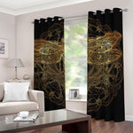 Golden Spiritual Dragonfly Print Blackout Grommet Curtains