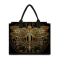 Golden Spiritual Dragonfly Print Canvas Tote Bag