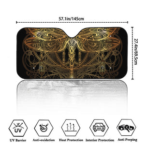 Golden Spiritual Dragonfly Print Car Windshield Sun Shade