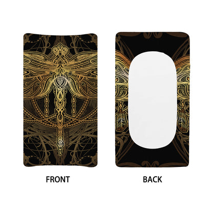 Golden Spiritual Dragonfly Print Changing Pad Cover