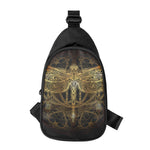 Golden Spiritual Dragonfly Print Chest Bag
